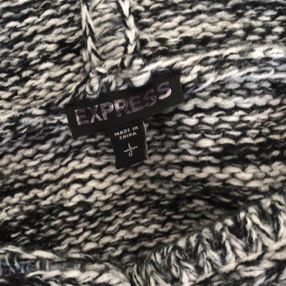 EXPRESS BLACK WHITE MOHAIR WOOL HOODIE PONCHO LARGE - Picture 7 of 12